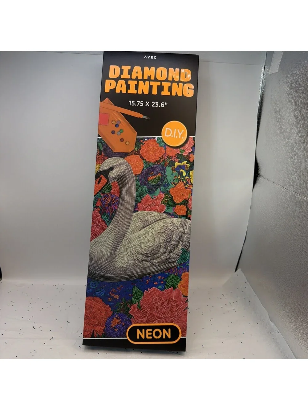 AVEC DIY Diamond Art Painting Kit Orange Neon Design, 15.75 x 23.6 Crystal Art